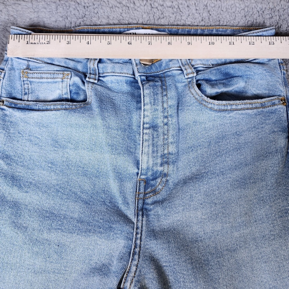 Zara Flared Bell Bottom Jeans Womens 8 Light Wash Blue Boho Denim Long 31" Insm - Picture 4 of 11